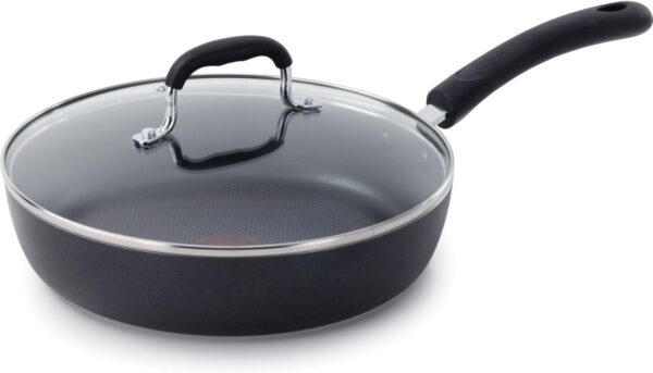 Non Stick Fry Pan w/ Lid 10 Inch, Induction, Oven Broiler Safe 400F, Compatible with All Cooktops, Cookware, Deep Frying Pan, Cooking Skillet, Pots and Pans, Dishwasher Safe, Black