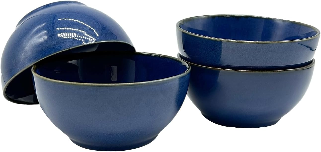 Cereal Bowls 5.2 Inch, Ceramic Bowl Set for Dessert, Fruits, Salad,Soup, Noodle, Ramen, 20 Ounce Bowls for Kitchen, Set of 4, Dark Imperial Blue