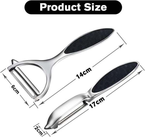 Vegetable Peeler, Potato Peelers for Kitchen Stainless Steel Multi-function Set Fruit Peeler For Kitchen and Household Tools Y & I Shape Swivel Blades with ​2 Orange Citrus Peelers - Image 2