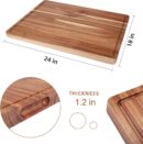 Large Acacia Wood Cutting Boards for Kitchen, 24 x 18 Inch Extra Large Wooden Cutting Board with Juice Groove, Reversible Butcher Block Cutting Board for Meat and Veggies