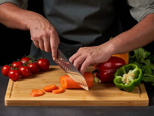 Bamboo Cutting Board for Kitchen, 18" Large Wood Charcuterie Cheese Board, Wooden Chopping Block with Side Handles and Juice Grooves - Image 2