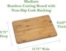 Bamboo Wood Kitchen Cutting and Serving Board with Non-Slip Cork Backing, Medium, 13-3/4" x 9-3/4" x 5/8"
