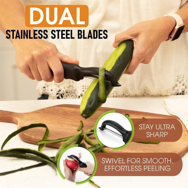 Premium Swivel Vegetable Peeler, Soft Grip Handle and Ultra Sharp Stainless Steel Blades - Perfect Kitchen Peeler For Veggie, Fruit, Potato, Carrot, Apple - Pink Lemonade (Black) - Image 2
