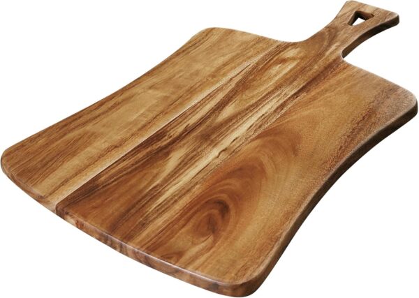 Acacia Wood Cutting Board with Handle 14" x 8.5" Inch, Wooden Serving Tray, Charcuterie Paddle, Cutting Serving Versatile Board for Meat, Cheese, Vegetables, Bread, and Charcuterie