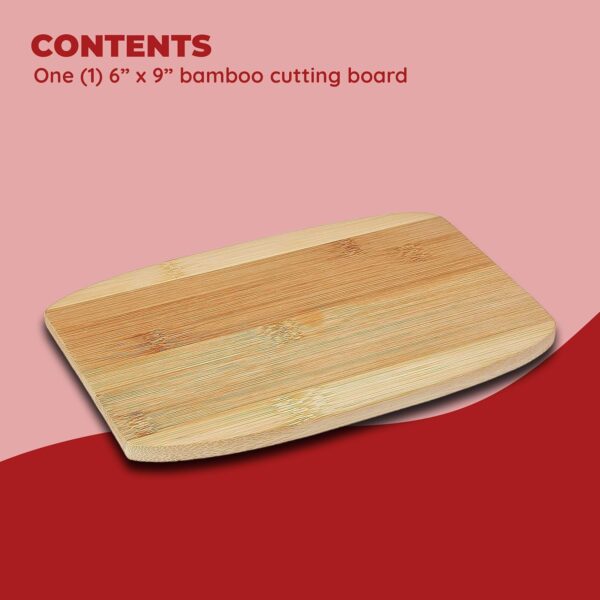 Mini Bamboo Cutting Board, 6 Inches by 9 Inches (Pack of 1), Easy To Store Multi-Purpose Bamboo Cutting Board For Meats, Vegetables, Food Preperation - Image 2