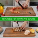 Acacia Wood Cutting Board for Kitchen -  Organic Wooden Chopping Serving Board with Deep Juice Groove for Meat (Butcher Block) Veggies, Fruit and Cheese, 17 x 12"