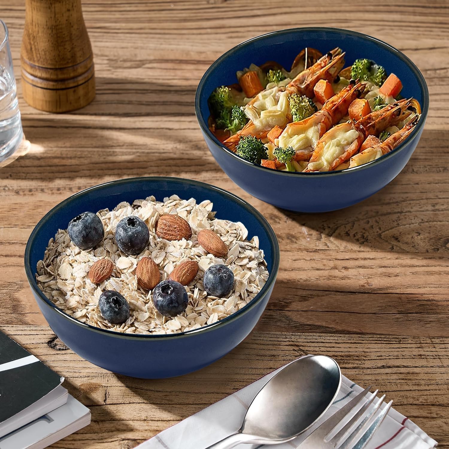 Cereal Bowls 5.2 Inch, Ceramic Bowl Set for Dessert, Fruits, Salad,Soup, Noodle, Ramen, 20 Ounce Bowls for Kitchen, Set of 4, Dark Imperial Blue - Image 2